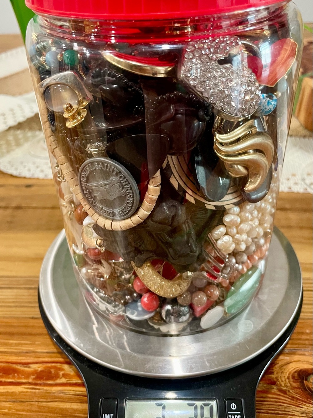 Huge 3.3 lb Costume & Vintage Jewelry Jar Lot – Untested / Unsorted